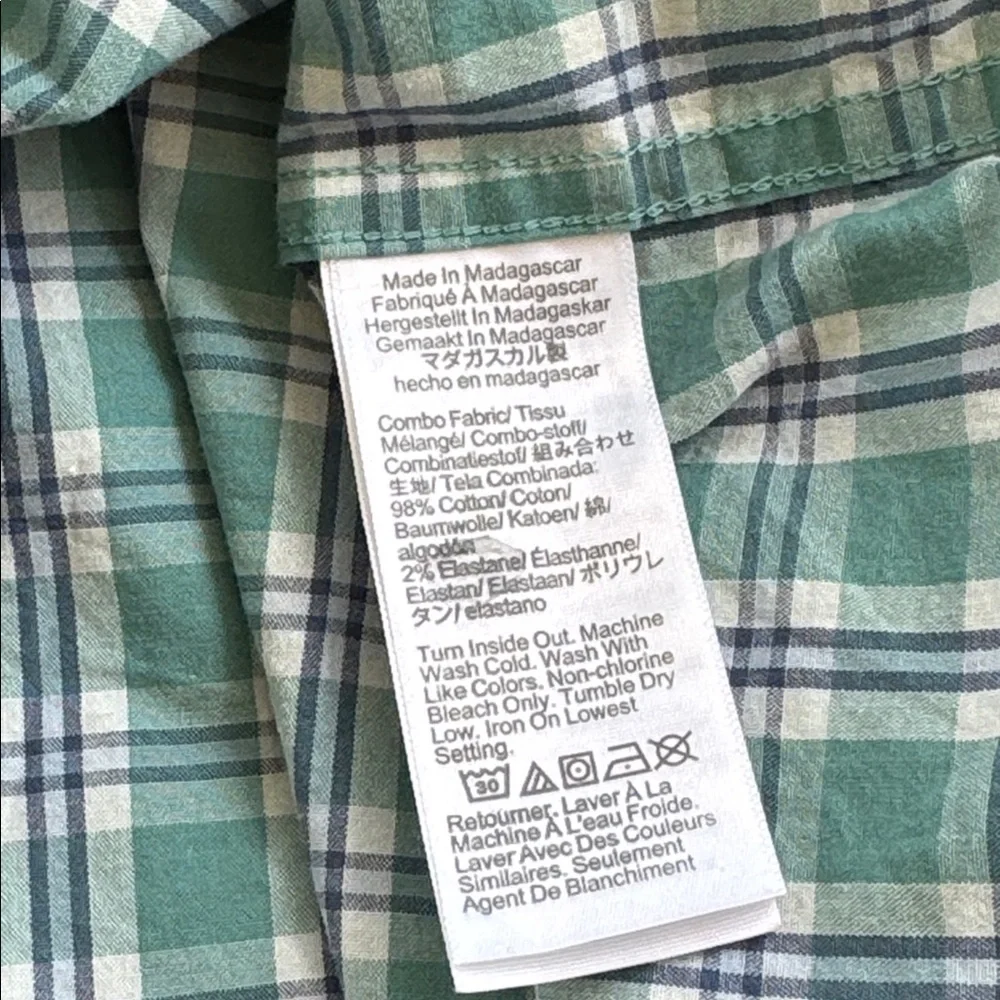 J. Crew mint green plaid flex washed slim fit button down dress shirt medium